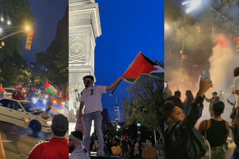 WATCH: Pro-Palestinian Protesters Do Donuts in Greenwich Village and Fist Bump NYPD